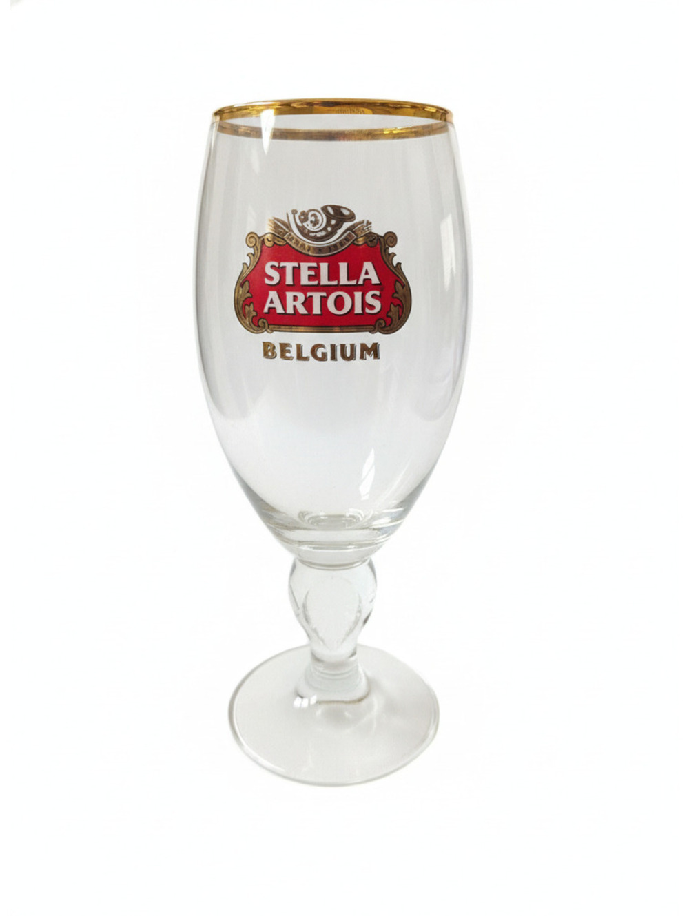 Stella Artois Belgium Beer Glass with Gold Rim